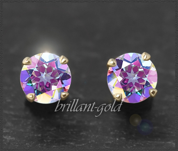 Preview: Ohrstecker 585 Gold weiß Mystic Topas 4,5,6,7mm